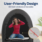 VIVOHOME Pop-Up Bed Tent Twin Size, Privacy Bed Canopy with 4 Doors and Mosquito Mesh, Breathable All Black Sleeping Tent for Kids and Adults