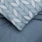 Amazon Basics Full/Queen Comforter Set with Herringbone Sheets, 7-Piece Gray Leaf Bedding, Lightweight Microfiber Bed-in-a-Bag