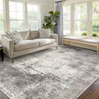 Area Rugs 8x10 Machine Washable Rug for Bedroom Living Room Dining Room, Large Modern Abstract Soft Rugs, Indoor Low Pile Carpet with Non Slip Rubber Backing, Abstract Gray