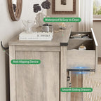 Dresser for Bedroom with 6 Drawers, 46" Tall Wood Chest of Drawers with Deep Drawers & Mental Handle, Modern Dresser TV Stand, Wooden Closet Storage Organizer for Living Room, Hallway, Entryway, Grey