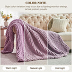 Carriediosa Chunky Knit Throw Blanket 60" X 80" Twin, 100% Hand Made Large Chenille Loop Yarn Soft Fluffy Throws for Couch Sofa Bed, Big Crochet Cozy Heavy Thick Cable Woven Blankets, Purple