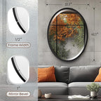 OVALCREST - Oval Wooden Beveled Wall Mirror for Home Decor, Bathroom, Vanity, Bedroom, Living Room, Hallway - London Style (Matte Black) 31.1 x 41.1