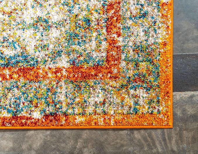 Unique Loom Rosso Collection Vintage, Traditional, Bohemian, Geometric, Distressed, Southwestern Area Rug, 5' 0" x 8' 0", Beige/Orange