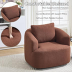 Swivel Accent Chair,360° Rotating Barrel Chair,Teddy Fleece High-Resilience Sponge Single Sofa, Easy Assembly for Living Room, Bedroom, Apartment Brown