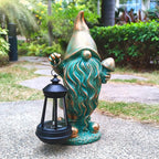 JOYBEE Garden Statues Gnomes with Solar Lantern Outdoor Decor-Gnomes Solar Figurines Lights Decorations for Patio Yard Lawn Ornaments-Gifts for Birthday Easter Housewarming
