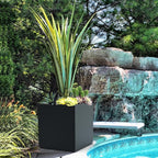 FENCY Large Square Planter 17" L x 17" W x 18" H, Planters for Outdoor Plants, Large Outdoor Planters for Porch Patio, Black Square Planter with Drainage Hole, All-Weather Use Cube Planter