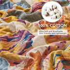 Boho Throw Blanket for Bed, Sofa,Cozy Warm Lightweight Fall Throw Blankets,100% Woven Cotton Southwestern Farmhouse Floral Decor Reversible Blanket, Chair, Picnic Blanket, 50"x60"