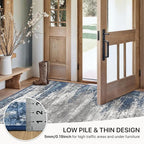 GENIMO Runners for Hallways，2x6 Washable Runner Rug Non-Slip, Long Runner Rugs with Rubber Backing, Low Pile Lightweight Rugs for Kitchen, Bedroom, Bathroom, Entryway, Blue Ivory