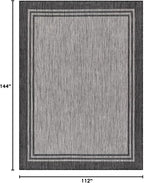 Bordered Outdoor Rug 9x12 Washable Outside Carpet for Indoor Patio Porch Waterproof Easy Cleaning Non Shedding Area Rugs Dark Gray 9 x 12