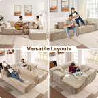 104" Cloudy Sectional L Shaped Couch for Living Room, No Assembly Required, Modular Comfy Sofa with Deep Seat, Fluffy Couch with Sleeper Chaise for Apartment Lounge (Beige)