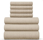 Split King Sheets Set 7 Piece - Includes 4 Pillowcases - Bed Sheets Split King - Soft Hotel Luxury Bedding - Cooling & Breathable - 1 Flat & 2 Fitted & 4 Pillowcases w/ Deep Pockets - Heathered Beige