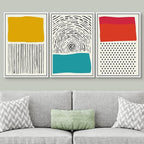 SIGNWIN Canvas Print Wall Art Line Art with Yellow and Red Squares Geometric Line Illustrations Modern Art Mid-Century Modern Warm for Living Room, Bedroom, Office - 16"x24"x3 White