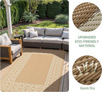 GENIMO Outdoor Rug 5'x8' Waterproof for Patio Decor, Reversible Outdoor Plastic Straw Rug Carpet, Camping Mats for Outdoor, RV, Backyard, Deck, Balcony, Picnic, Brown & Beige