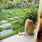 OMISHE Extra Large Wood Bead Garland with 1.6" Diameter Wooden Beads and Tassels, 41" Long Rustic Farmhouse Country Decorative Beads for Home Tiered Tray Decor, Natural Beige