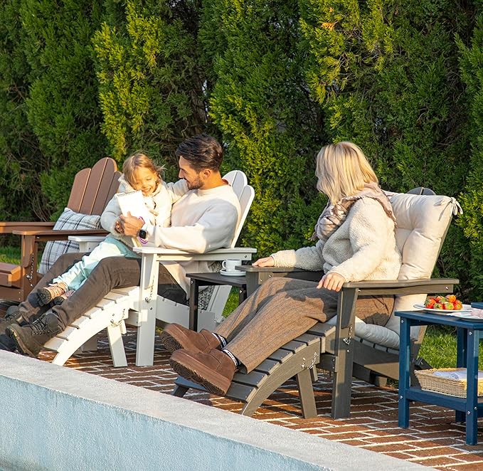 KINGYES Folding Adirondack Ottomans Set of 2 for Adirondack Chair, White