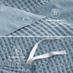 Bedsure Cotton Duvet Cover King - 100% Cotton Waffle Weave Grey Blue Duvet Cover King Size, GentleSoft™ and Breathable Bedding Set for All Season, 3 Pieces, 104"x90"