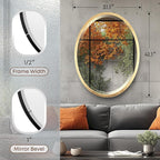 OVALCREST - Oval Wooden Beveled Wall Mirror for Home Decor, Bathroom, Vanity, Bedroom, Living Room, Hallway - London Style (Gold Leaf) 31.1 x 41.1