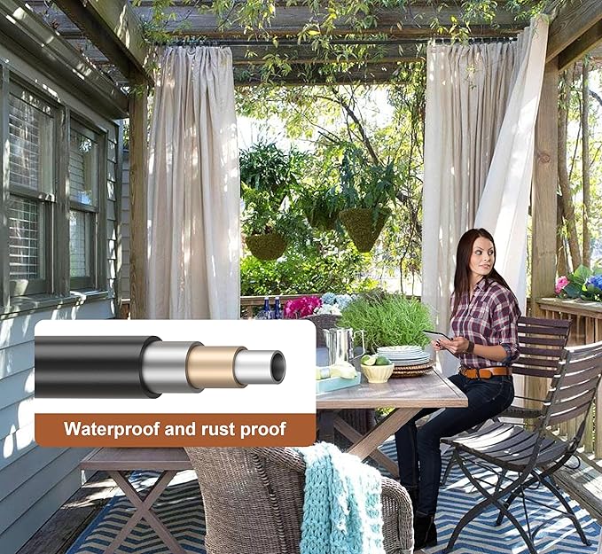 Industrial Curtain Rods for Windows 48 to 84, 2 Pack 1 Inch Heavy Duty Curtain Rods, Outdoor Curtains Rod 48-84 inch, Wrap Around Blackout Curtains Rod, Rustic Black