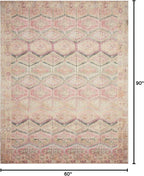 Loloi Layla Collection LAY-17 Pink/Lagoon 5'-0" x 7'-6" .13" Thick Area Rug, Soft, Durable, Vintage Inspired, Distressed, Low Pile, Non-Shedding, Easy Clean, Printed, Living Room Rug