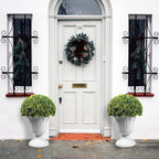 Sunnyglade 2 PCS 23”Artificial Plastic Boxwood Ball Tree，Faux Potted Decorative Topiary Plant，UV Resistant Fake Plant in Pot for Home Gate Indoor Outdoor Patio Office Decor