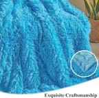 XeGe Luxury Faux Fur Throw, Blue Soft 50x60 Fluffy Blanket, Shaggy Plush Decorative Couch Cute Furry Bed Throw Fuzzy Office Lap Blanket for Bedroom Living Room Sofa Chair, Blue