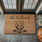 French Bulldog Coconut Coir Personalized Doormat, Frenchie Custom Welcome Mat, Housewarming Gift, Last Name Door Mat, Closing Gift, Dog Lover Entryway Rug 1172