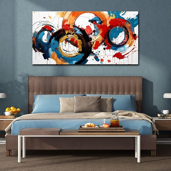 Abstract Wall Art Large Canvas Prints Modern Living Room Bedroom Home Office Wall Decor Framed Colorful Circle Abstract Picture Ready to Hang Size 30x60