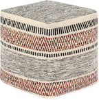 REDEARTH · Tufted Pouf Ottoman with Filler Textured Storage Cube Bean Bag Pouffe Footrest for Living Room, Bedroom, Nursery, Home Decor - 100% Cotton (17.5"X17.5"X17.5", Motley Bohemia Multi)
