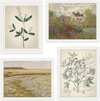 SIGNWIN Framed Poster Bathroom Decor, Wall Art Room Decor Multicolor for Living Room, Bedroom, Office Autumn Spring Rustic Flower Landscape Classic Vintage Retro Illustrations - 12"x16" White