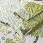 Travan 3-Piece Quilt Set Quilted Bedspread Cotton Coverlet Set Floral Oversized Quilted Bedding Set for All Season, White Vine, King Size