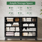 Fluted Dresser with 8 Drawers, 54" Wide Modern Chest of Drawers with Metal Handle, Wooden Dresser TV Stand, Wood Closet Clothes Storage Organizer for Bedroom, Living Room, Hallway, Solid Black