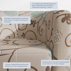 BELLEZE Living Room Chairs Set of 2, Linen Round Accent Barrel Chairs, Club Tub Sofa Chairs for Bedroom, Corner Chairs with Flared Legs and Cozy Soft Padding - Highland (Floral Print)