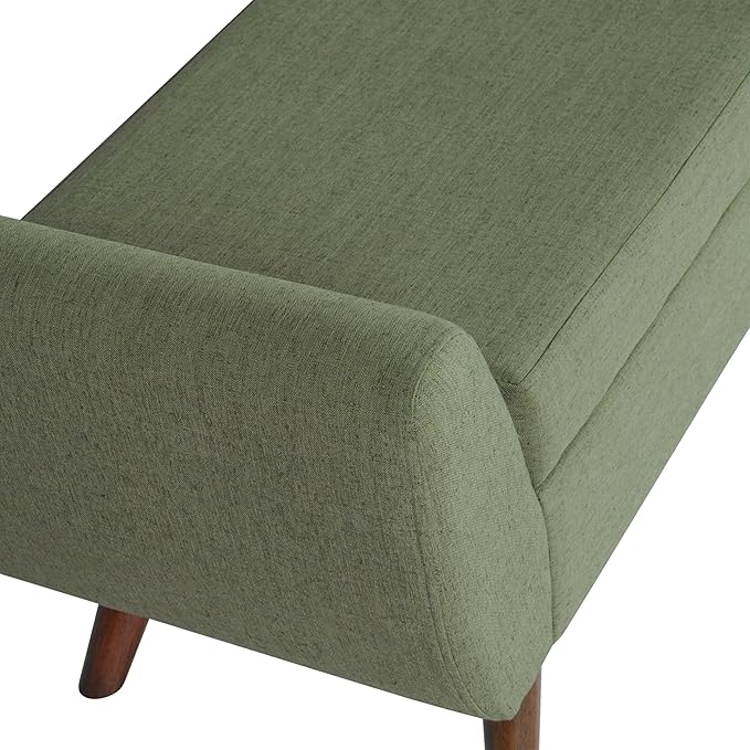 HomePop Modern Storage Bench with Wood Legs Home Décor|Bench with Storage for Living Room & Bedroom - Olive Green Woven