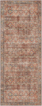 GENIMO 2x6 Runner Rugs for Hallway, Machine Washable Non Slip Vintage Rugs, Low Pile Lightweight Soft Print Rug for enrtyway, Corridor, Home Office, Kitchen, Terracotta Indigo