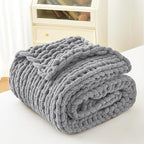 Admitrack Chunky Knit Blanket Throw, 100% Hand Knit Chenille Throw Blanket for Sofa & Home Decor, Soft and Cozy Knitted Throw Blankets (Dark Gray，51""x63""), XNR08