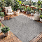 Washable Indoor Outdoor Rug 5x7 Weather Resistant Area Rugs Modern Solid for Porch Deck Balcony Backyard Patio Outside Carpet (5 X 7 Silver Grey)