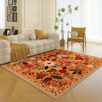 Living Room Rug 5x7 Rug Machine Washable Boho Area Rug Non Slip Floral Vintage Low Pile Large Rugs for Living Room, Bedroom, Farmhouse, Dining Room, Kids Playroom(Yellow)