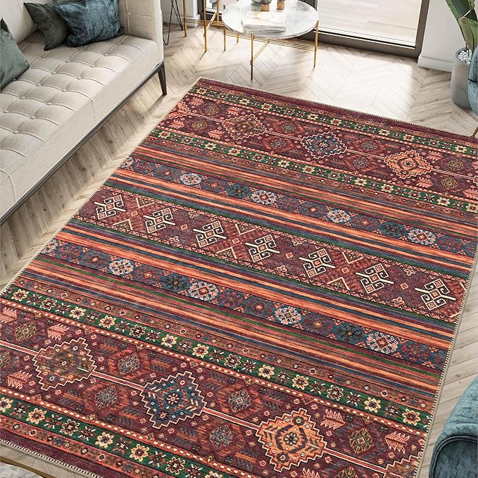 Keen Home Design 10x14 Rug - Machine Washable Area Rug with Non-Slip Backing, Ideal for Living Room, Dining Room, Bedroom - Vintage, Easy Clean, Durable, Low Pile Rug - (9'7" x 14')