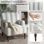 UIXE Stripe Accent Chairs Set of 2, Living Room Arm Chair Modern Nailhead Trim Club Armchair, Comfy Upholstered Sofa Lounge Seat Reading Seat Bedroom Side Seating for Home Office, Blue