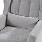 Accent Chair, Comfy Upholstered Living Room Chairs with High Tufted Backrest and Pillow, Wingback Reading Chair with Solid Wood Legs for Bedroom/Office, Chenille Fabric, Grey