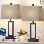 23.5" Touch Control Table Lamps Set of 2, Bedside Lamp with 2 USB Charging Ports & AC Outlet, 3-Way Dimmable Modern Nightstand Lamp for Living Room Bedroom End Table Office(2700K 2 LED Bulbs Included)