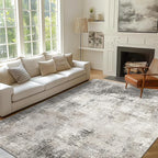 Area Rugs 8x10 Machine Washable Rug for Bedroom Living Room Dining Room, Large Modern Abstract Soft Rugs, Indoor Low Pile Carpet with Non Slip Rubber Backing, Abstract Gray