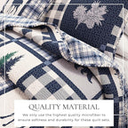 Great Bay Home Lodge Bedspread King Size Quilt with 2 Shams. Cabin 3-Piece Reversible All Season Quilt Set. Rustic Quilt Coverlet Bed Set. Stonehurst Collection. (Navy/Grey)