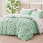 Love's cabin Sage Green Comforter Set Full - Full Size Comforter Set, 3 Pieces Cute Floral Bedding Sets for All Seasons,1 Soft Reversible Botanical Flowers Comforter and 2 Pillow Shams