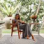 CAMILSON Outdoor Rug 8x10 Modern Area Rugs for Indoor and Outdoor Patios and Porches - Waterproof, Washable, Non-Shedding, Easy-to-Clean Outside Carpet (8 x 10, Medallion - Grey/White)