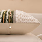 Boho Chenille Tufted Couch Throw Pillow Covers 18x18 Inch Set of 2 Farmhouse Striped Decorative Pillow Covers Accent Neutral Pillowcase Dark Green Cushion Cover for Living Room Sofa Bed