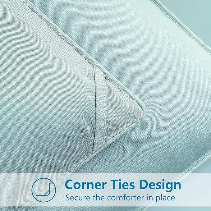 EASELAND Queen Size Down Alternative Comforter - Quilted Duvet Insert for All Seasons, Soft Lightweight with Corner Tabs, Summer Winter Warm Bedding, Aqua 88×88 Inches