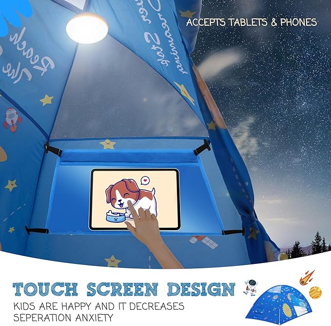 Outer Space Full Bed Tent for Kids Indoor Fort - Magical Dream Tents for Boys Pop Up Toddler Bed Canopy for Girls Bunk Bed Tent for Top Bunk - Sensory Sleep Pod for Kids Educational