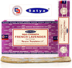 Satya French Lavender Incense Sticks 180 gm (15GM X 12 Pack) from Satya Sai Baba Nag Champa and Raajsee Incense Sticks Holder Bundle, Free from Chemicals,Natural Insenses