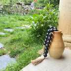 OMISHE Extra Large Wood Bead Garland Black with 1.6" Diameter Wooden Beads and Tassels, 41" Long Rustic Farmhouse Country Decorative Beads for Home Tiered Tray Decor, Black